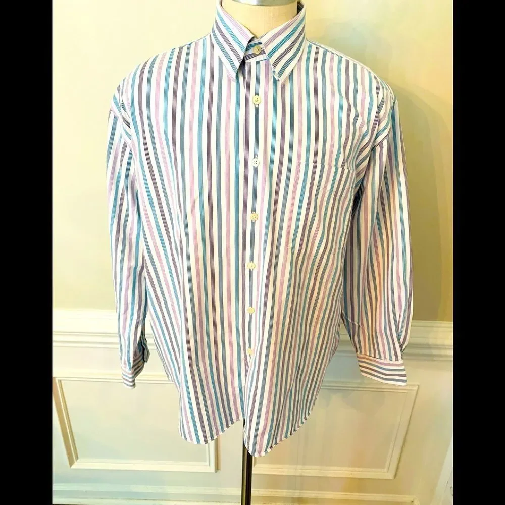 Alan Flusser Dress striped Shirt Button Down - Picture 1 of 14